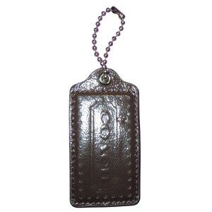 COACH brown patent Leather Large Hangtag FOB bag charm